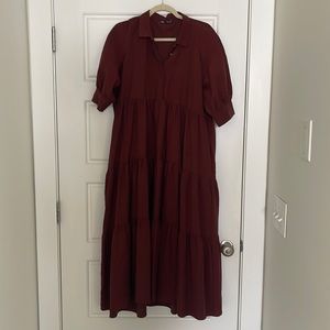 Zara burgandy midi dress size L